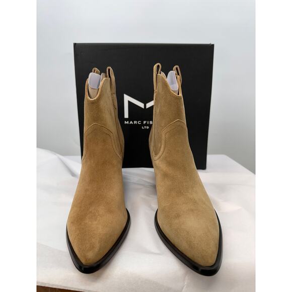 MARC FISHER New in Box Evereve Marlie Western Cowboy Boot in Tan Leather // 8 - Picture 2 of 10